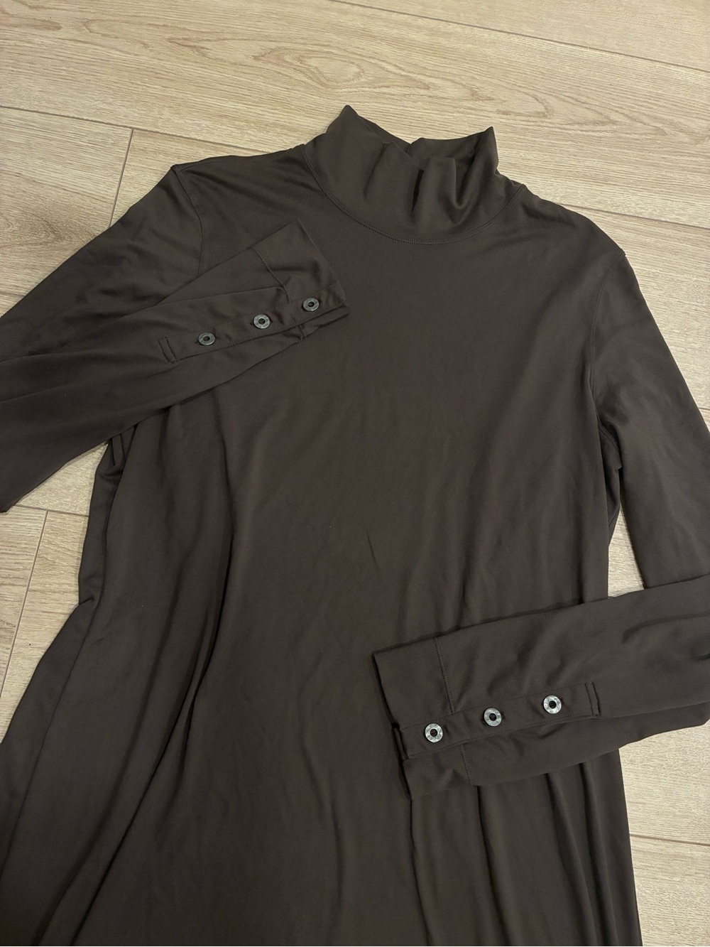 Title Nine Women’s Getaway Dress Mock Neck Long Sleeve Midi Brown Size XL